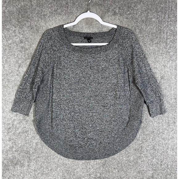 Express 1/2 Sleeve Boxy‎ Curved Hem Knit Sweater Top Womens Size Small Gray - Picture 1 of 6